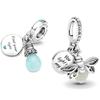 Copper Bead Glow-In-The-Dark Lightbulb Firefly Double Pendant Charm Fit Original Bracelet Women Diy Jewelry Accessories Gift