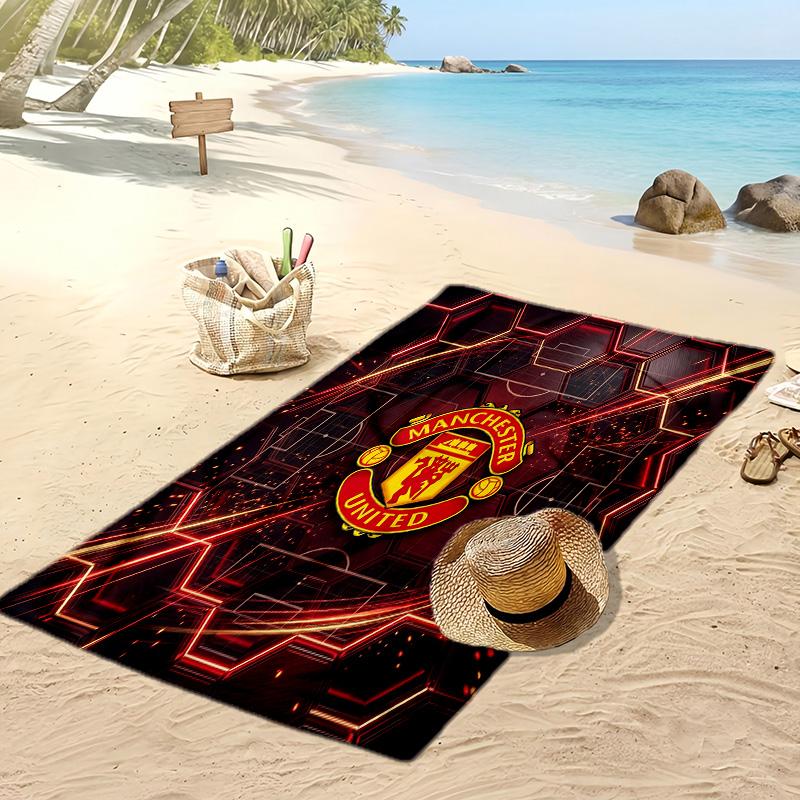 Manchester United Bedrucktes Strandtuch Schnelltrocknend Weiches Handtuch Tragbare Große Rechteckige Stranddecke für Reisen Schwimmbad