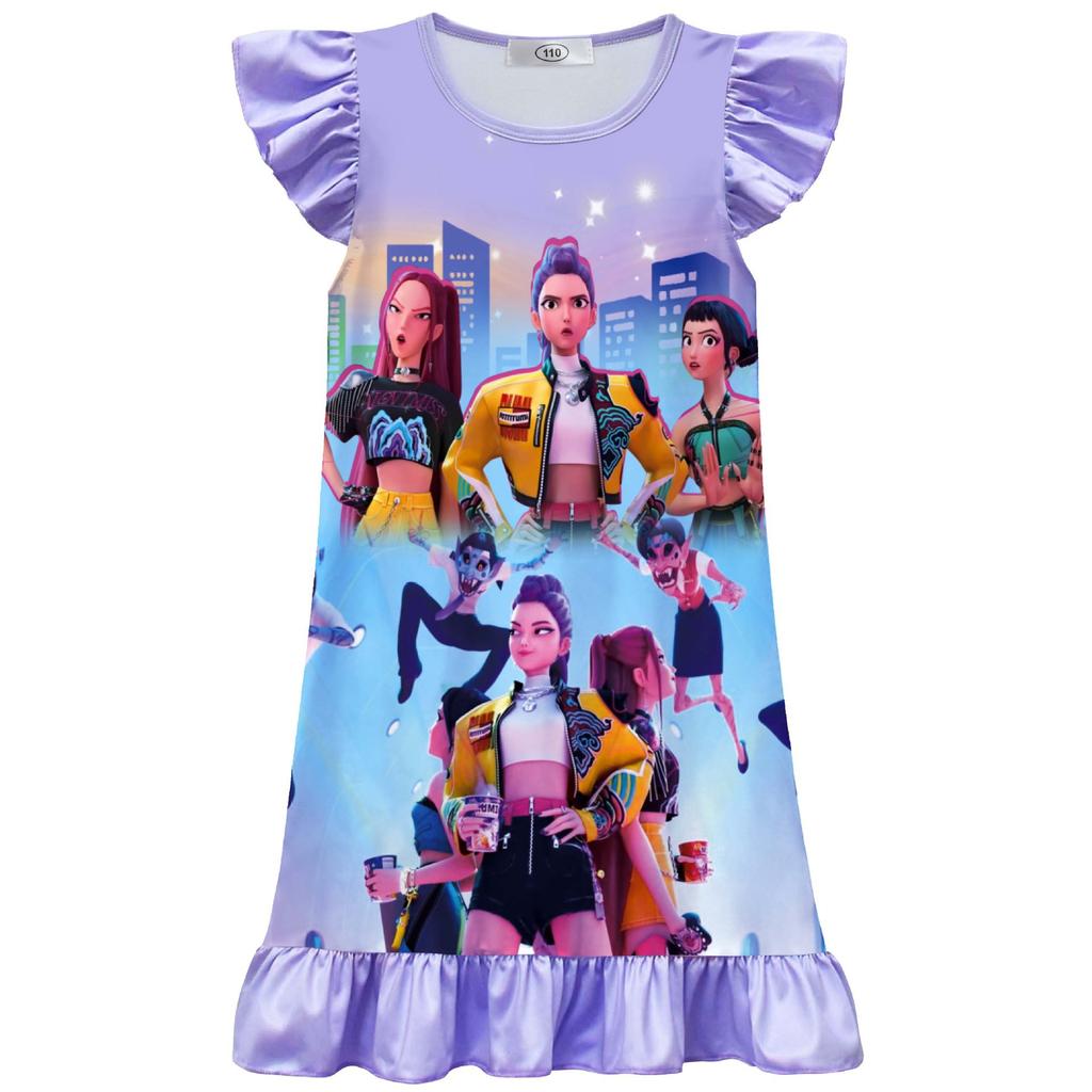 New Witch Hunt Group Printed Costume Medium University Boy Feifei Sleeve Ruffled Nightdress