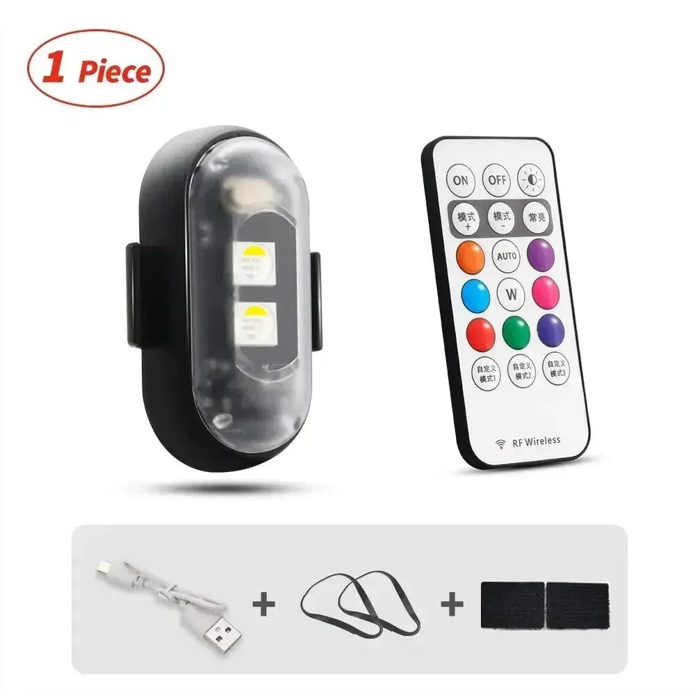 1/6PC Car Motorcycle RGB LED Strobe Lights LED Flash Position Wireless Light Aircraft Airplane Helicopter Warning Lights