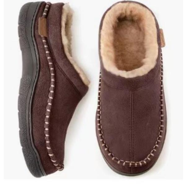 Herren Winter Hausschuhe Weich Plüschgefüttert Warmes Fleece Innen/Außen Hausschuhe mit Rutschfester Sohle Bequemes Heimschuhwerk für Kaltes Wetter