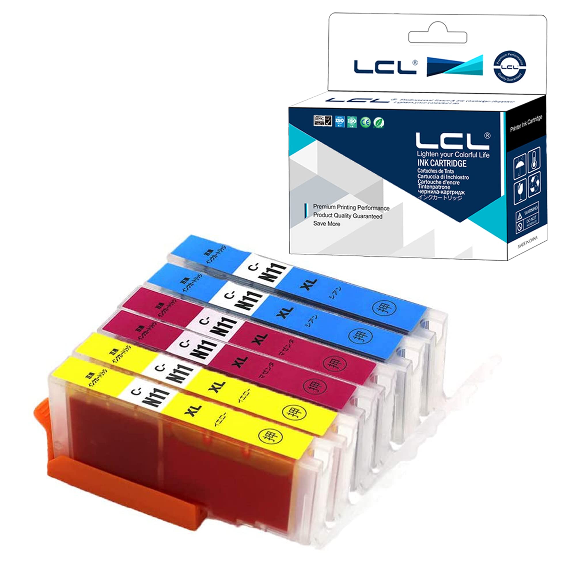 

LCL Compatible Ink Cartridges for Canon and 2 2 2 Compatible with PIXMA and XK90 Printers XKI-N11, XKI-N11XL, XKI-N11C, XKI-N11XLC, XKI-N11M,