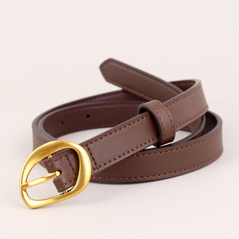 True Leather Womens Belt With Geometric Buckle For Casual Jeans Styling