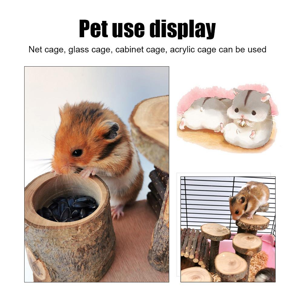 Hamster Exercise Toy Ladder Applewood Hamster Stairs Step Play Teeth Grinding Pet Supplies
