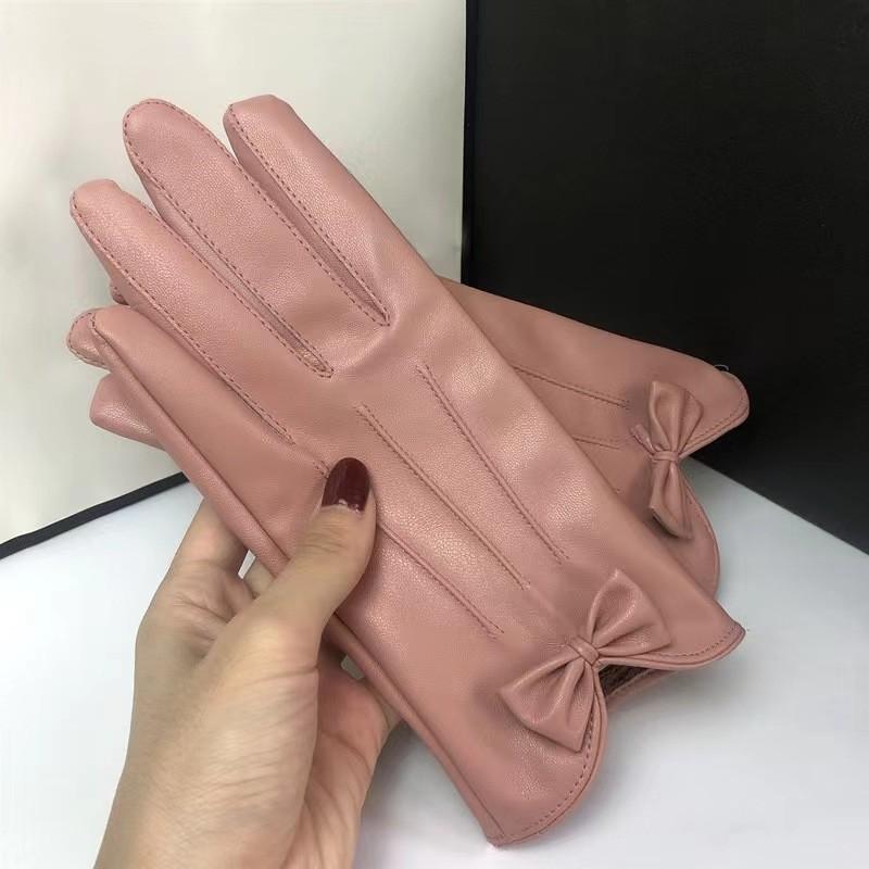 

Womens Pu Touch Screen Gloves With Bowknot Design For Winter Commuting And Warmth рожевий
