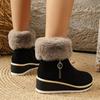 Winter New Anti-slip Warm Women's Fleece Platform Wedge Cotton Shoes Short Snow Boots