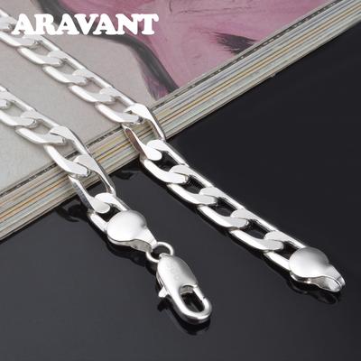 925 Ασημένιο 6mm 8mm Επίπεδη Αλυσίδα Κολιέ για Ανδρικά Δώρα Γάμου