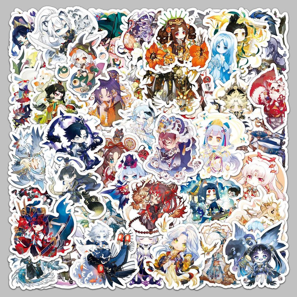 50 Q Version Onmyoji Stickers: Japanese Style Characters for Cute Graffiti, DIY Refrigerator & Tablet Decor