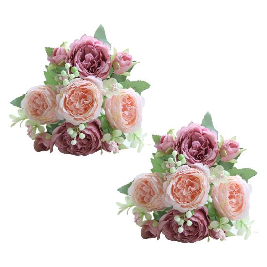 

2 шт. искусственный пион с зелеными листьями 5 вилок реалистичный искусственный шелковый цветок для дома, офиса, вечеринки, помещения, улицы искусственный цветок цветочное украшение