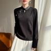 Premium Chinese Style Satin Jacquard Embroidered Diagonal Lapel Shirt for Spring and Autumn