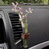 Wood Car Hydroculture Flower Vase Glass with Clip Air Vent Test Tube Flower Holder For Car Interior Plant Decor