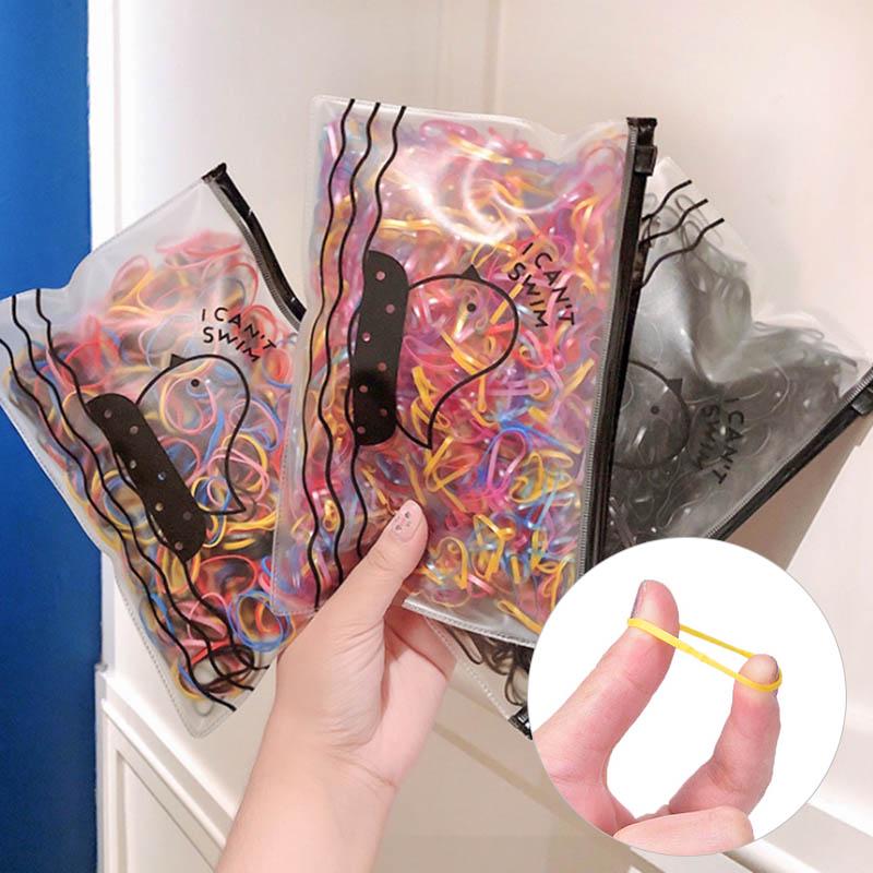 500Pcs Baby Kids Hair Accessories Disposable Rubber Band Hair Ties Womens Girls