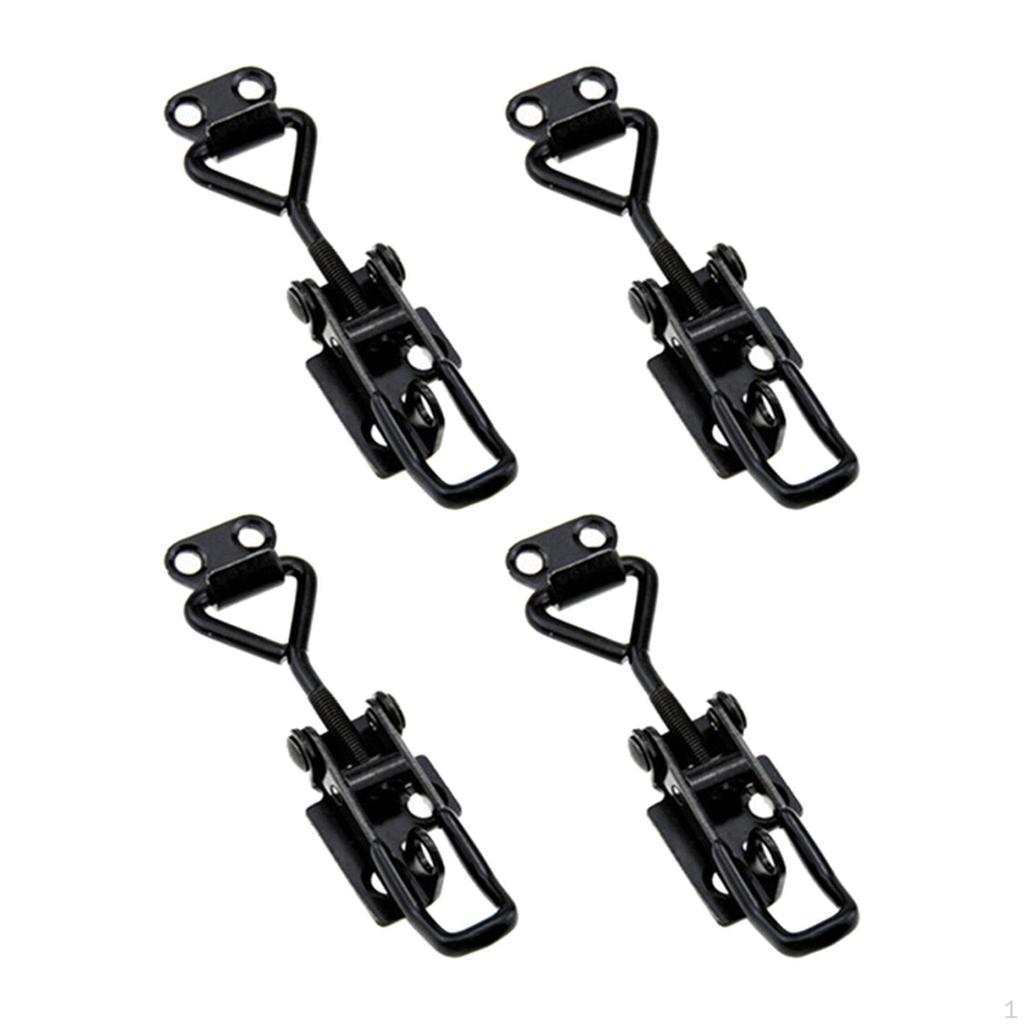4 Pieces Toggle Clamps Cabinet Boxes Lever Handle Black Iron Quick Release Hand Tool Pull Hasp Latch