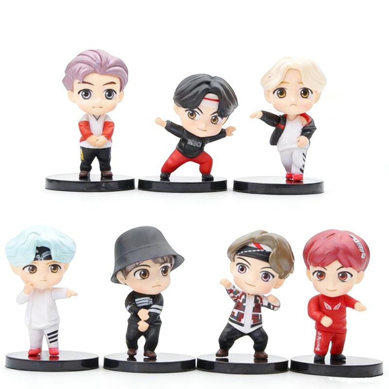 7pcs/Kit Bangtan Boys Groups Rm Jin Suga Jhope Jimin V Jungkook Figure Miniature Plaything Action Figure Star Idol Adorable Army Present Children