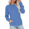 Women's Casual Fashion Solid Color Neck Long Sleeve Sweatshirt Lightweight Pullover With Side Pockets Warm Sweatshirt