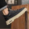 Shoes New Autumn and Winter British Casual Black Leather Shoes Medium Top Sports Platform Martin Boots