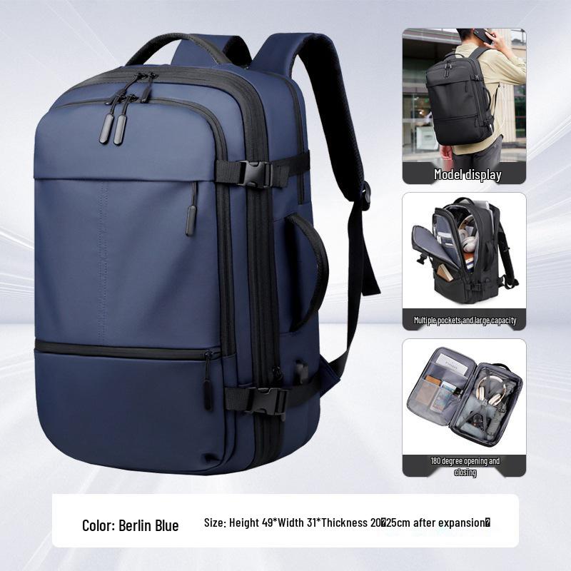 Expandable Fashion Backpack: High-Capacity Cross-Border Unisex Design for Business, Travel, and School