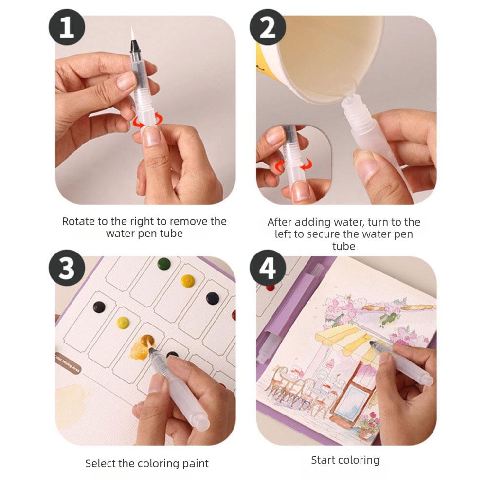 Watercolor Coloring Books Tri-Fold Art Built-In Palettes DIY Watercolor Journal Foldable Painting Pad Self-Contained Pigments