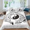 Red Base Black Dragon Print Duvet Cover Set Chinese Dragon Pattern Bedding Sets Full Size Microfiber 2/3 Pieces Comforter Sets