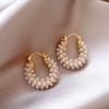 Pearl oval ear buckle French exquisite elegant earrings light luxury high sense fashion temperament earrings