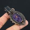 Einzigartiger Amethyst-Edelstein, reiner Kupferdraht, umwickelt, handgefertigter Anhänger-Schmuck