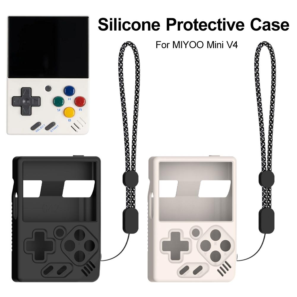 Silicone Shockproof Protective Cover with Lanyard Protector Shell Sleeve Soft Skin Cover Case for MIYOO Mini V4 Game Accessories
