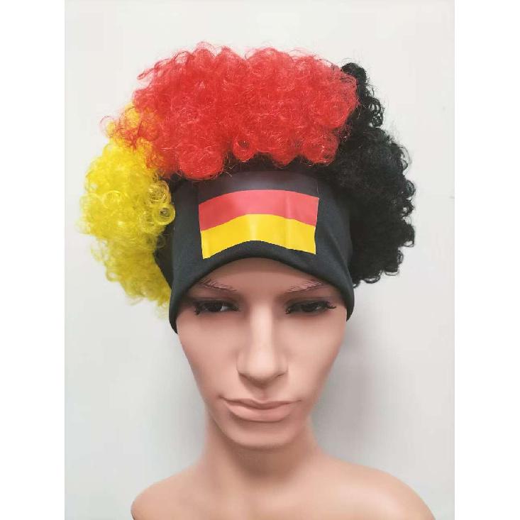 Fotbalový zápas Národní vlajka Paruka Afro vlasy Dekorace Fotbalový fanoušek Oslavné rekvizity
