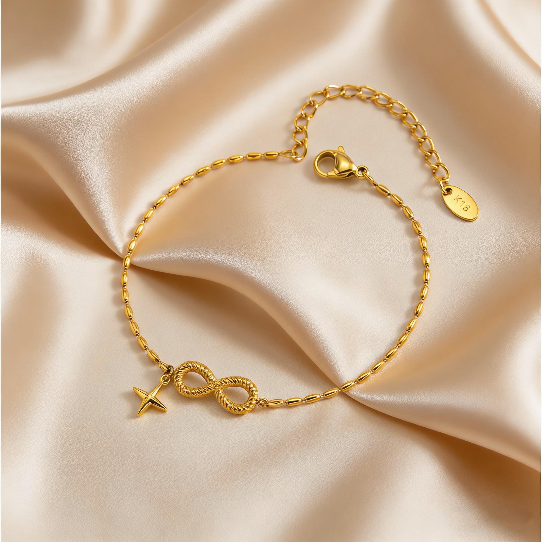 

Simple Star Infinity Symbol Charm Bracelet for Women Stainless Steel Beaded Chain Bracelet Fashion Jewelry Accessories for Lover
