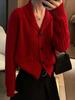 2025 Women's Casual Lapel Button Knit Cardigan: Autumn/Winter Solid Color Sweater