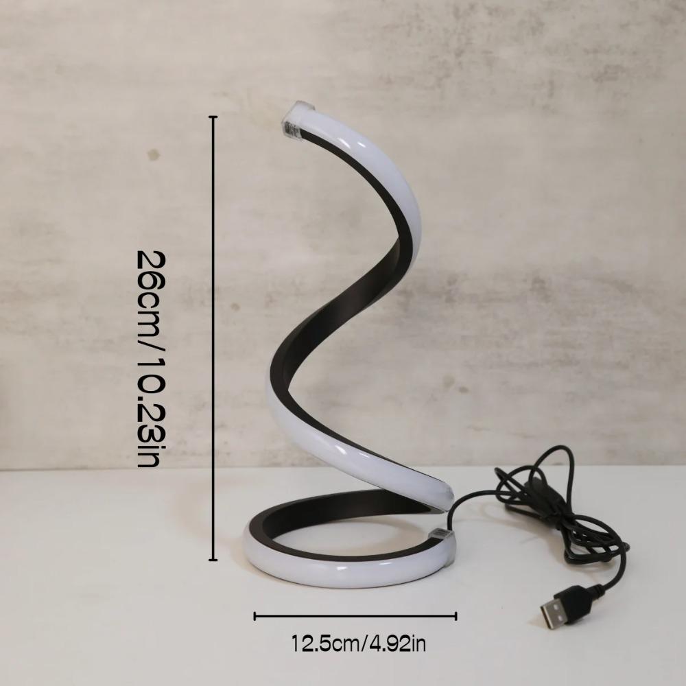 LED spiral desk lamp modern three color dimming USB power button switch bedroom bedside study home decoration desk lamp