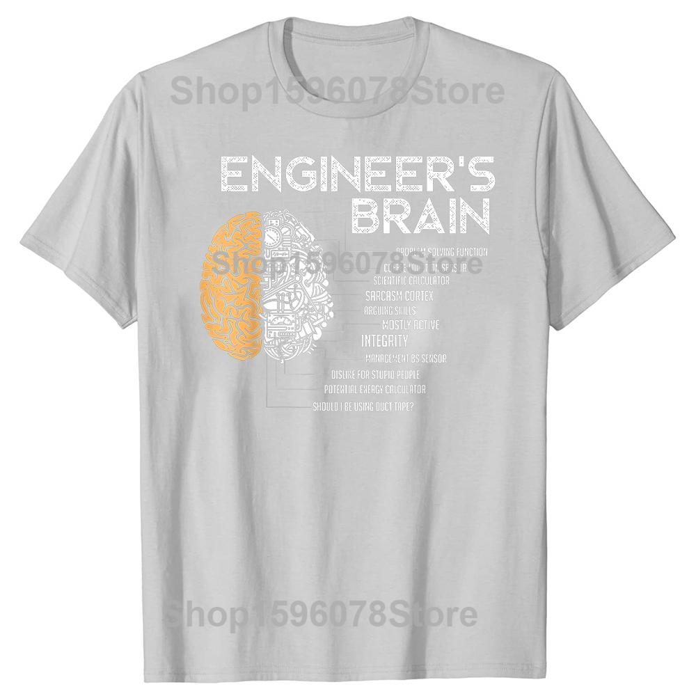 Funny Engineers Brain Graphic 100 Cotton Tshirts Men Fashion Print Tshirt Loose Oversized Streetwear Hip Hop Unisex T Shirt