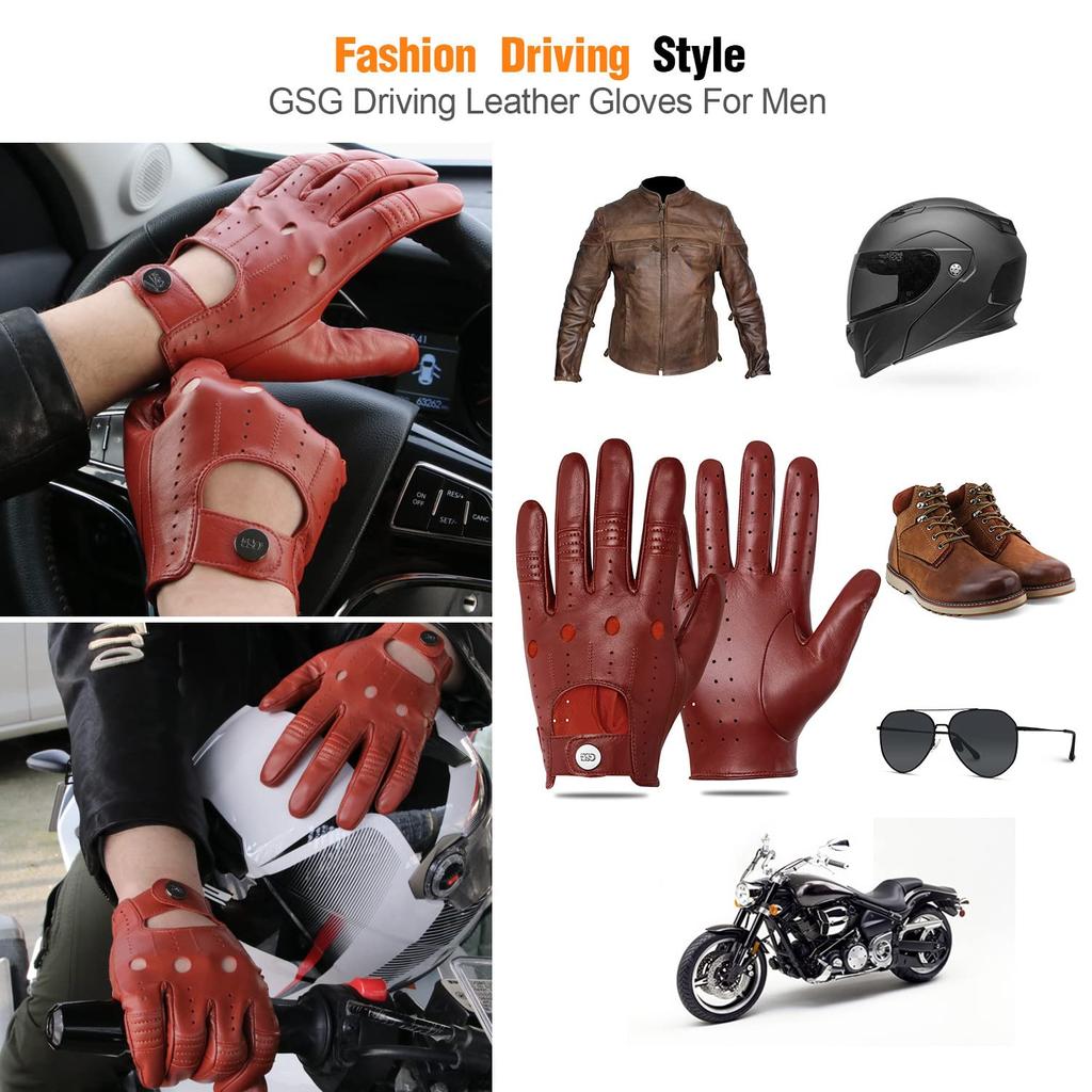 GSG Leather Driving Smartphone Thin Leather Gloves for Perfect for Driving and Product 210611 Men's Gloves, Compatible, Summer, Unlined, Perforated,
