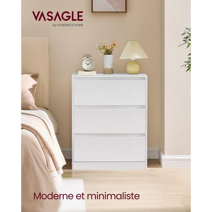 Commode 3 Tiroirs - VASAGLE - KAILYN - Moderne - Blanc Neige - 40x60x75 cm