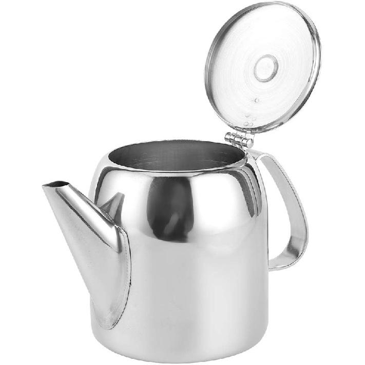 20oz or 32oz Stainless Steel Tea Pot, Silver Teapot Coffee Kettle Short Spou for Coffee, Tea, Beverages, Fruit Herbal (20 Ounces (about 500ML))
