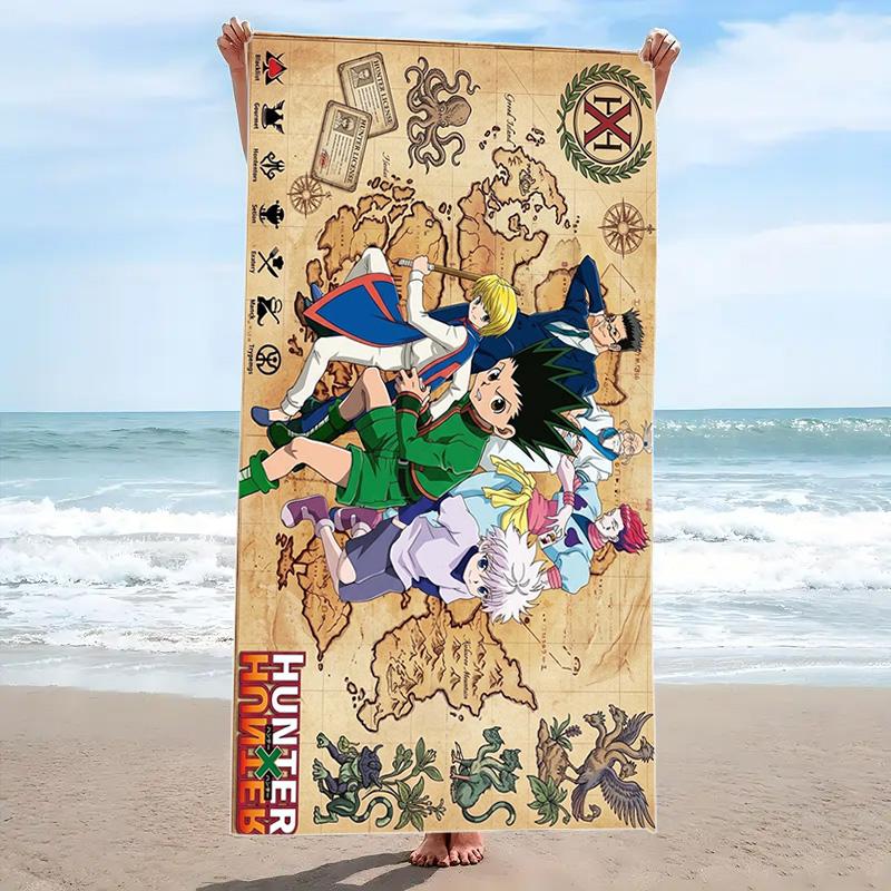 Anime HUNTER×HUNTER Print Beach Towel, Large Soft Quick Dry Towel for Beach Camping Swimming