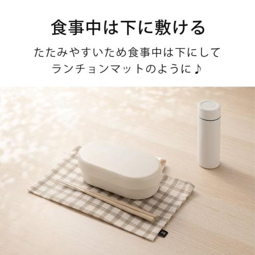 &NE Bento Bag with Ribbon, Linen-Like Check, Pink, 28cm W x 18cm H, Ribbon Length 23cm, Made in Japan, 100% Cotton, No Gusset, Quick Drying, Simple, C