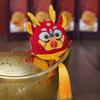 Cute Zodiac Dragon Plush Pendant with Tassel Folk Art Embroidery Pattern Stuffed Animal Mascot
