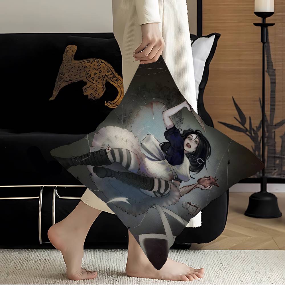 

Horror Game AAlice MMadness RReturns Pillow Covers Cartoon Sofa Decorative Home Doublesided Short Plush Cute Cushion 30x30 cm