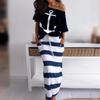 Navy Style Casual Anchor Print T-Shirt & Skirt Set