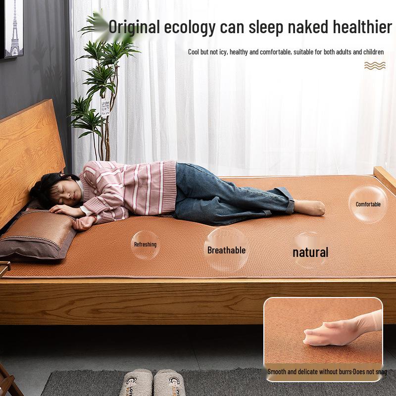 Foldable Double-Sided Ice Silk Summer Rattan Tatami Bamboo Mat