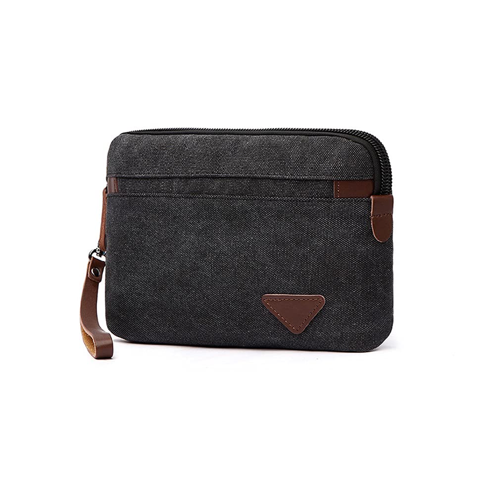 

Плотный холст x Кожа Вторая сумка Клатч Маленькая косметичка Повседневная Формальная Сумка для свадебной церемонии Сумка-тоут Маленькая сумка Сумка-мешочек 6115 [Whatna] Мужская чёрный