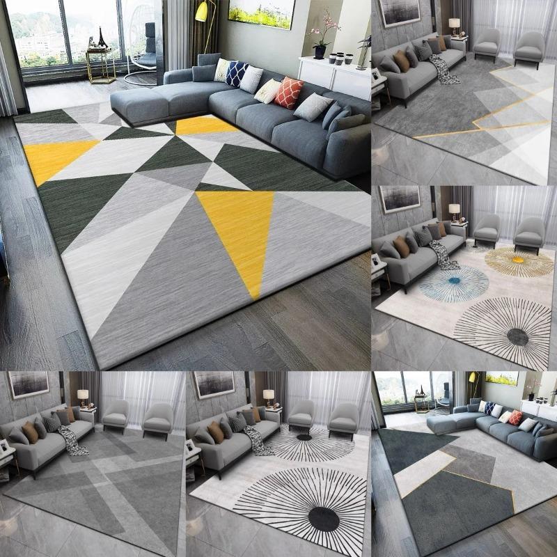 Karpetti Unisex Scandinavian Geometric Living Room Rug Durable Anti-Skid Design Spacious Area Floor Mat Stylish Home Decor Carpet Modern Spaces