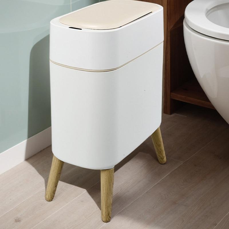 Bedroom Waste Bin 10L with Automatic Lid and Soft Close, Small Trash Can for Bathroom, Office, and Living Room Waste Collection Use