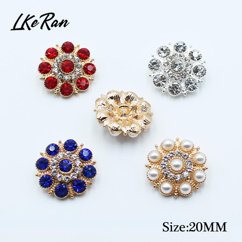 New 10Pcs 20MM Diamond Rhinestone Buttons Alloy Shank Base For DIY Sewing Accessories Handcraft Wedding Decorations