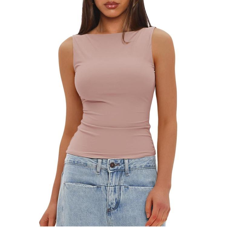 Schlankes ärmelloses lässiges Oberteil Damen Mode Hemd Oberbekleidung Unterhemd