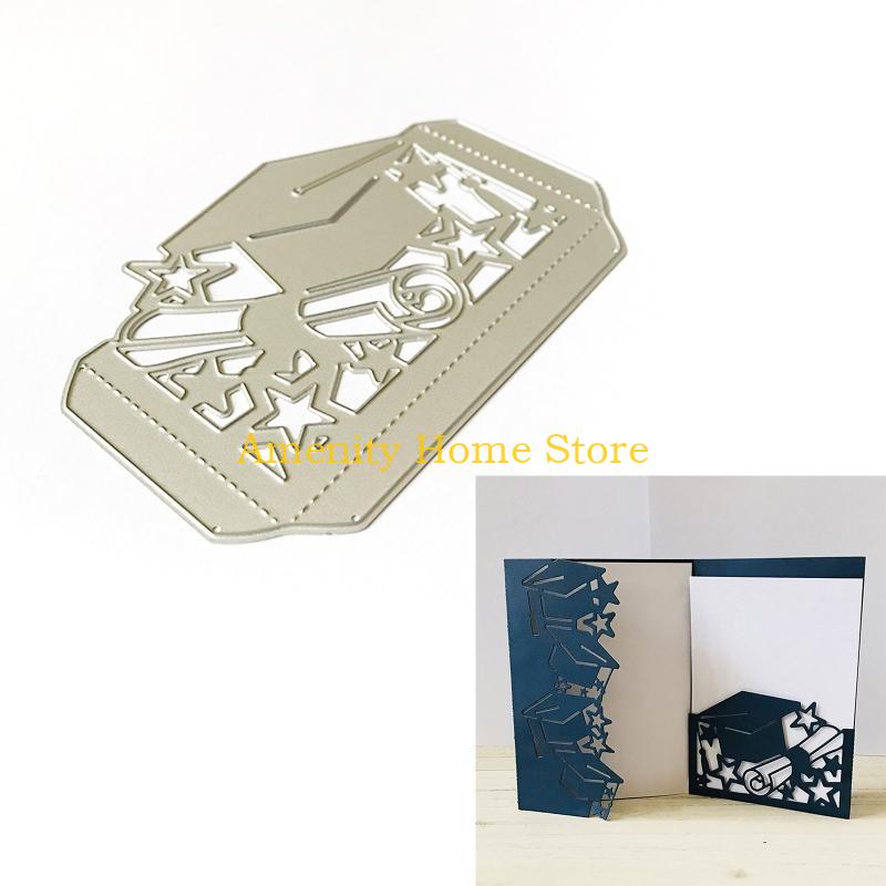F26C Zarter Abschlusshut Metall-Stanzformen Bastel-Stanzteile Präge-Schriftzug-Stanzformen für DIY Scrapbooking Tagebuch Verzierung