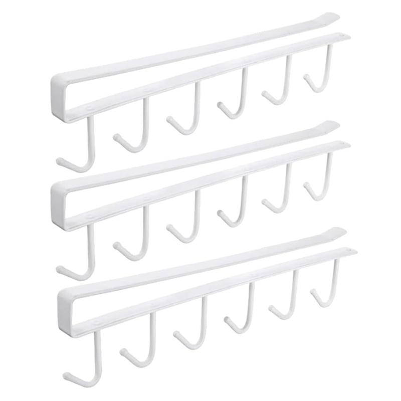 Practical-Shelf Cup Holder Cup Hook, Under Cabinet Storage Rack Space Saving Coffee Cup Holder