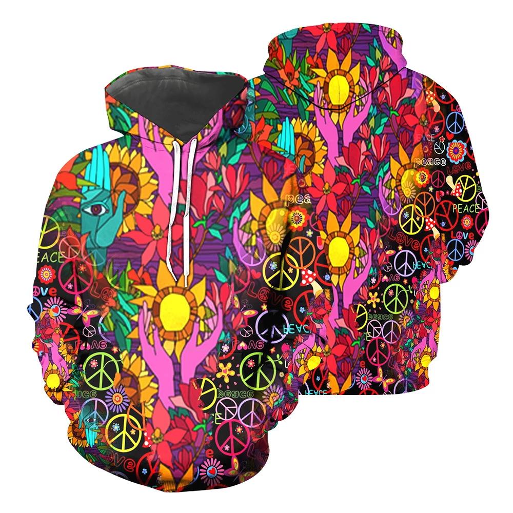 Hippie Colorful Trippy Psychedelic  Amazing Guitar  Hoodies 3D Printed Sweatshirts Women for Men Halloween Cosplay Costumes    S