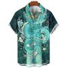 Summer Men's Dragon Pattern Element Shirt Social Casual Vintage Hawaiian Shirt  New Oversize Short Sleeve Street Clothing