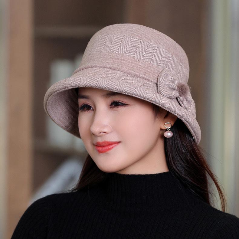 Mom Hat Women'S Season Bucket Hat Versatile Basin Hat Casual Bow Warm Old Man Hat